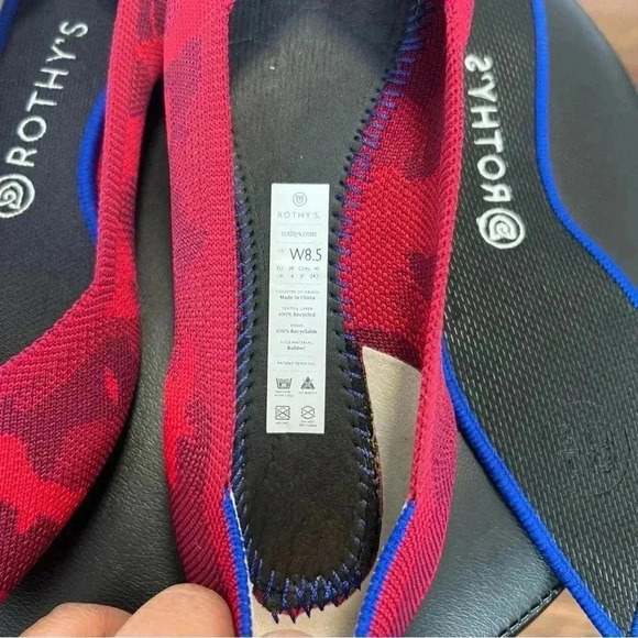 Rothy’s Woman’s The Point In Red Camo Flats w8/5 - Picture 10 of 12